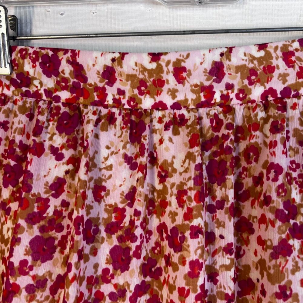 J Crew Factory‎ Pink Floral Print Aline Tiered Ruffle Skirt Lined Size Small - Picture 4 of 8